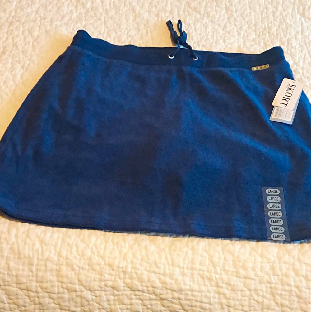 NYL New York Laundry size L Women’s Blue Athletic Skort Solid Drawstring Waist